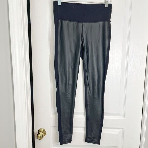 Athleta Faux Leather High Rise Full Length Spandex Athletic Leggings - Picture 1 of 12